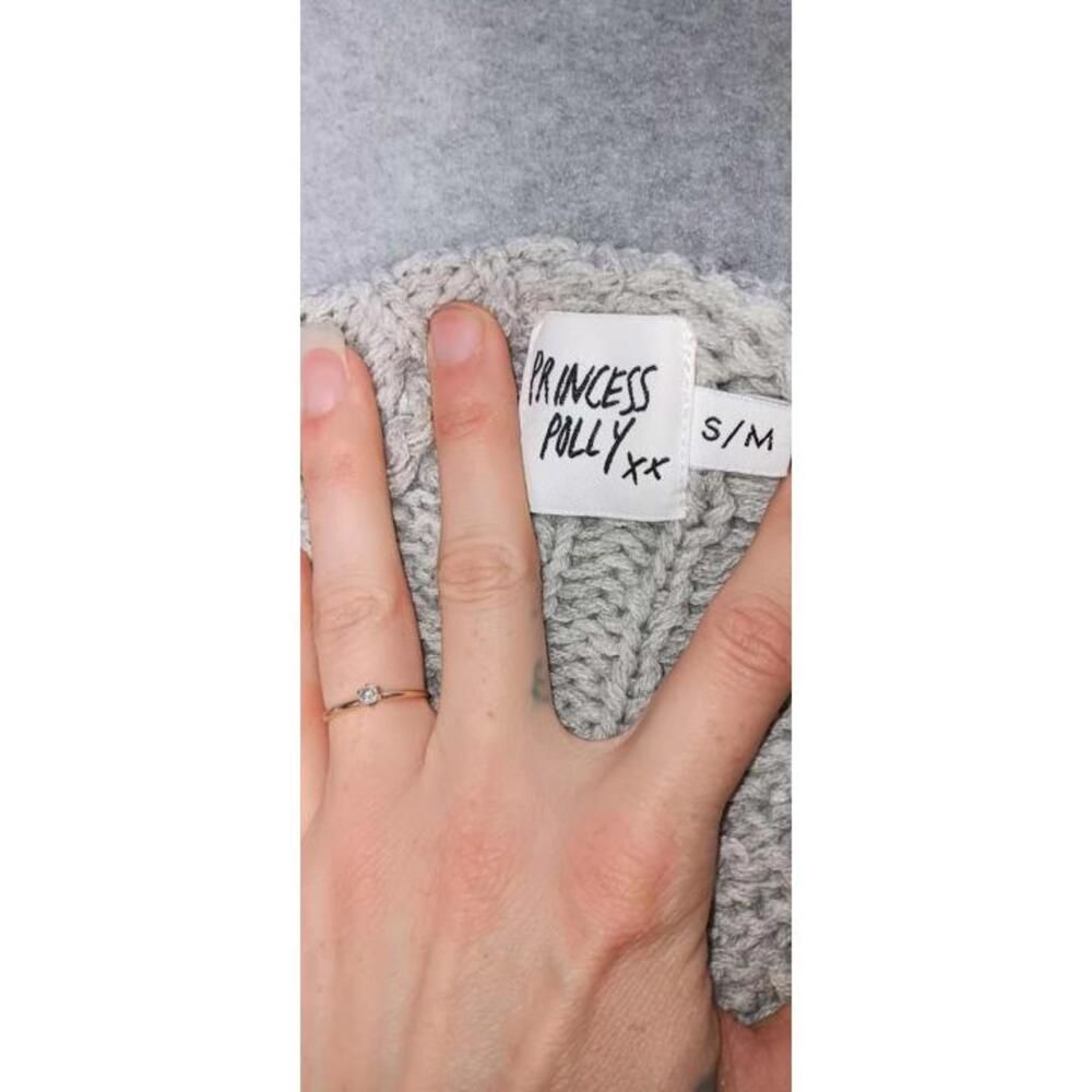 Princess Polly Crochet Open Front Cardigan Womens Size S/M Gray Mixed Knit - Picture 2 of 11